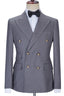 Classic Gray Double Breasted Peaked Lapel Suits For Men