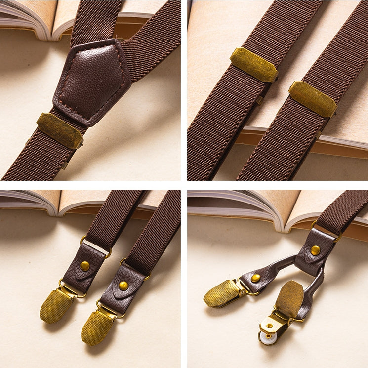 Vintage Coffee Brown Men’s Clip Suspenders