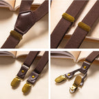 Vintage Coffee Brown Men’s Clip Suspenders
