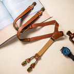 Universal Leather Y-Back 4-Clip Suspenders