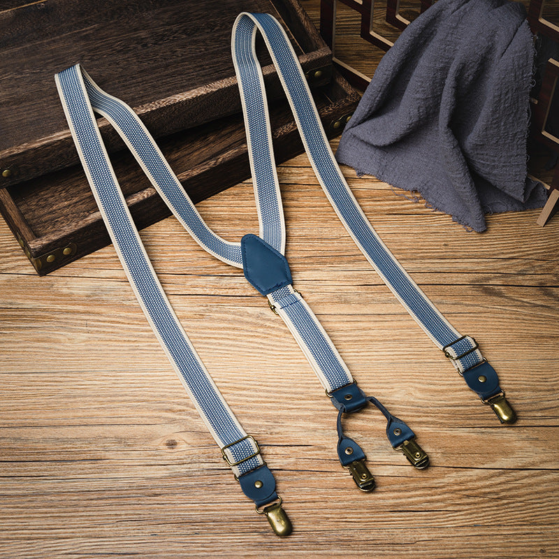 Blue Versatile Non-Slip Clip Suspenders