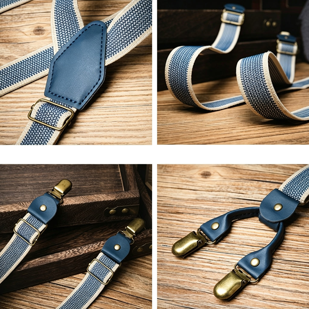 Blue Versatile Non-Slip Clip Suspenders