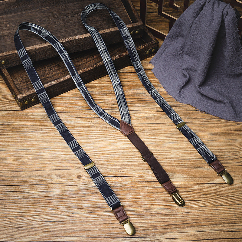 Vintage Plaid Casual Clip-On Suspenders Main image