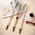 White Floral Print Fashion Clip-On Suspenders