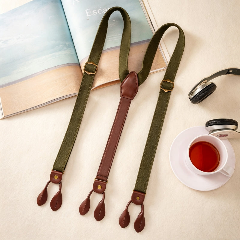 Men’s Army Green Casual Clip-On Suspenders Main image