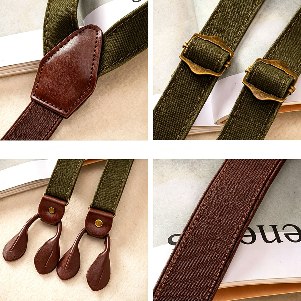 Men’s Army Green Casual Clip-On Suspenders