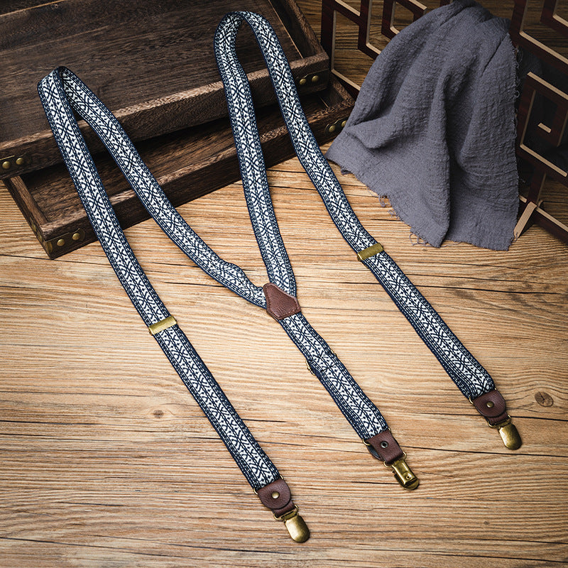 Fashion Men Suspenders With Vintage Pattern Clips Main image