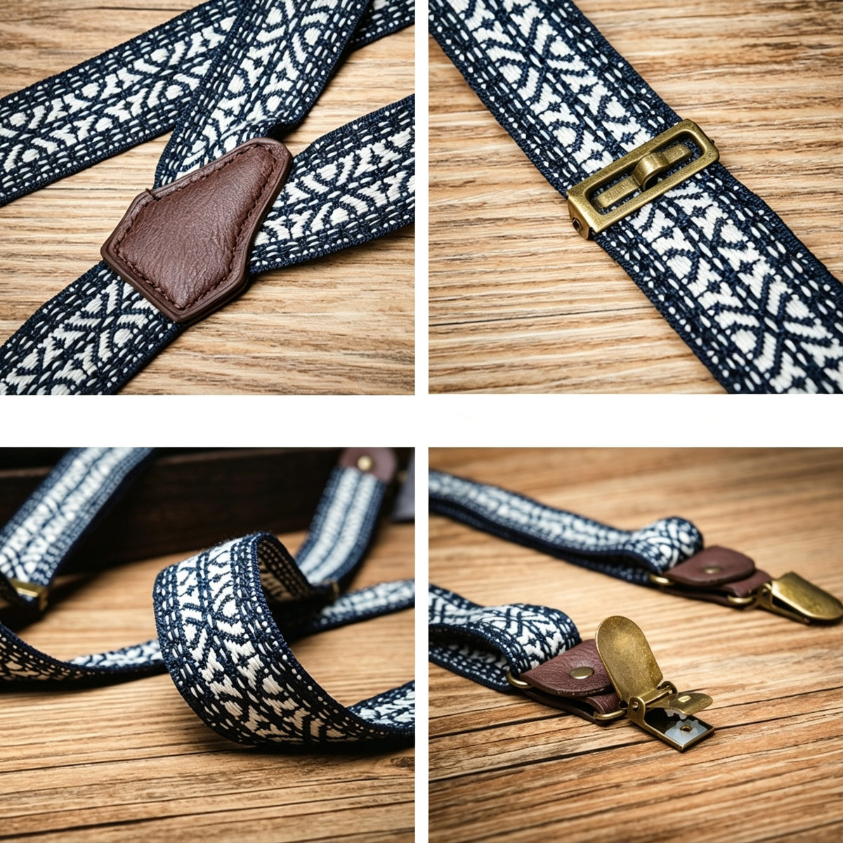 Fashion Men Suspenders With Vintage Pattern Clips