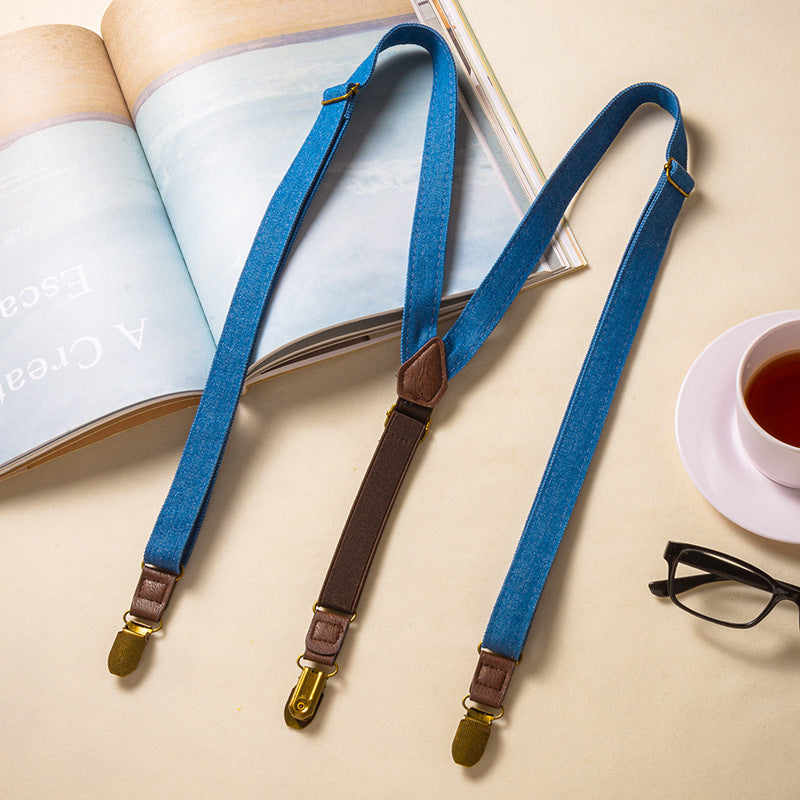 Denim Vintage Gentleman Versatile Clip-On Suspenders Main image