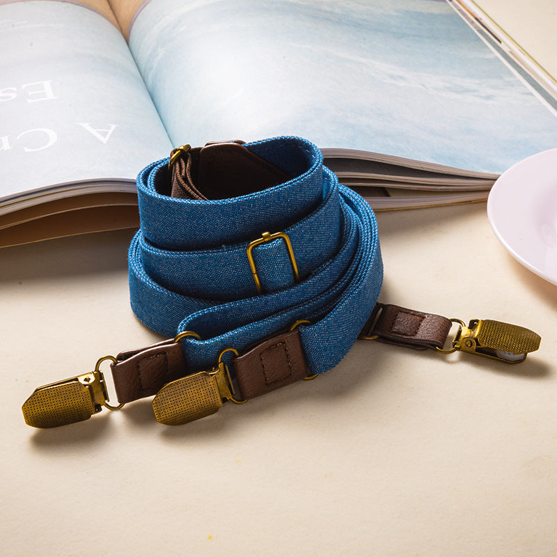 Denim Vintage Gentleman Versatile Clip-On Suspenders