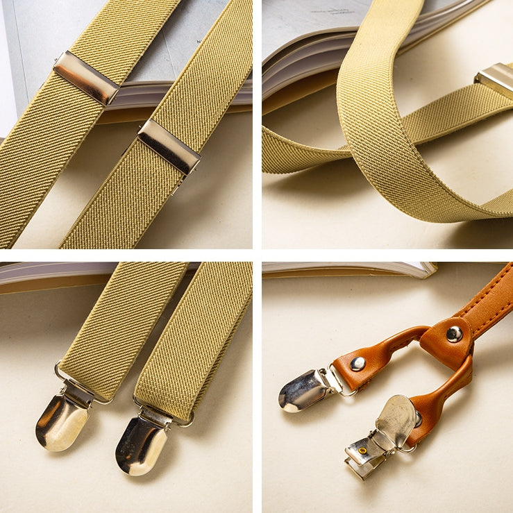 Khaki Adjustable Elastic Suspenders