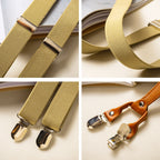 Khaki Adjustable Elastic Suspenders