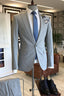 Fashion Gray Peaked Lapel One Button Slim Fit Men Suits