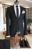Black Notched Lapel One Button Pinstripe Men Suits