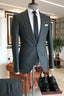 Dark Gray Notched Lapel One Button Pinstripe Men Suits