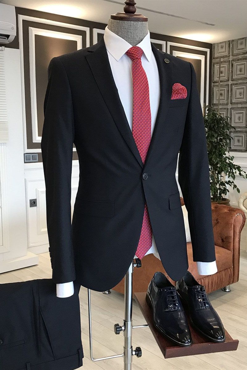 Classic One Button Dark Navy Notched Lapel Men Suits Main image