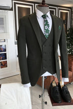 Chic Olive Green Notched Lapel Men Suits With Waistcoat