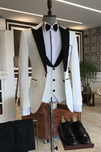 Modern White Peaked Lapel 3 Piece Gentle Men Suits