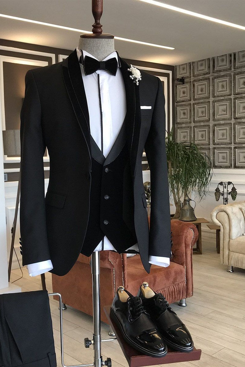 Newest Black Shawl Lapel Men Suits With Waistcoat Secondary image