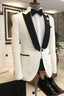 Classic White One Button Black Peaked Lapel Men Suits