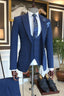 Dark Blue 3 Piece Peaked Lapel Slim Fit Men Suits