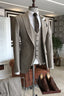 One Button Taupe 3 Piece Peaked Lapel Chic Men Suits