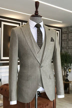 Light Taupe One Button Notched Lapel Men Suits With Waistcoat