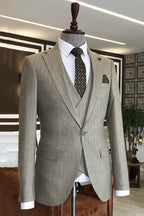 Light Taupe One Button Notched Lapel Men Suits With Waistcoat