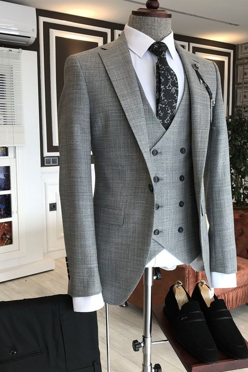 Popular Gray 3 Piece One Button Notched Lapel Men Suits Secondary image