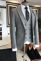 Popular Gray 3 Piece One Button Notched Lapel Men Suits