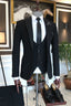 Jet Black 3 Piece One Button Peaked Lapel Men Suits