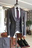 Dark Gray 3 Piece Best Fitted Peaked Lapel Men Suits