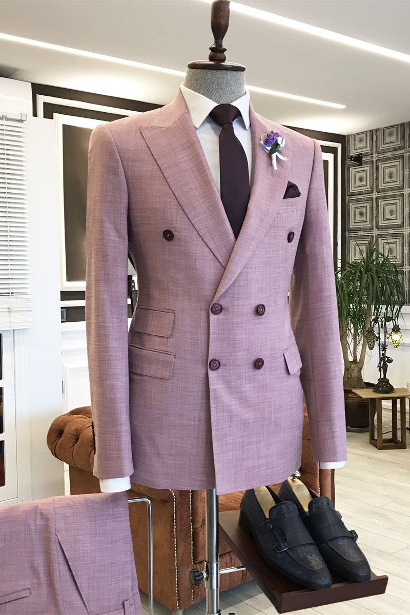 Dusty Rose Peaked Lapel Double Breasted Stylish Men Suits Main image