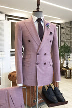 Dusty Rose Peaked Lapel Double Breasted Stylish Men Suits