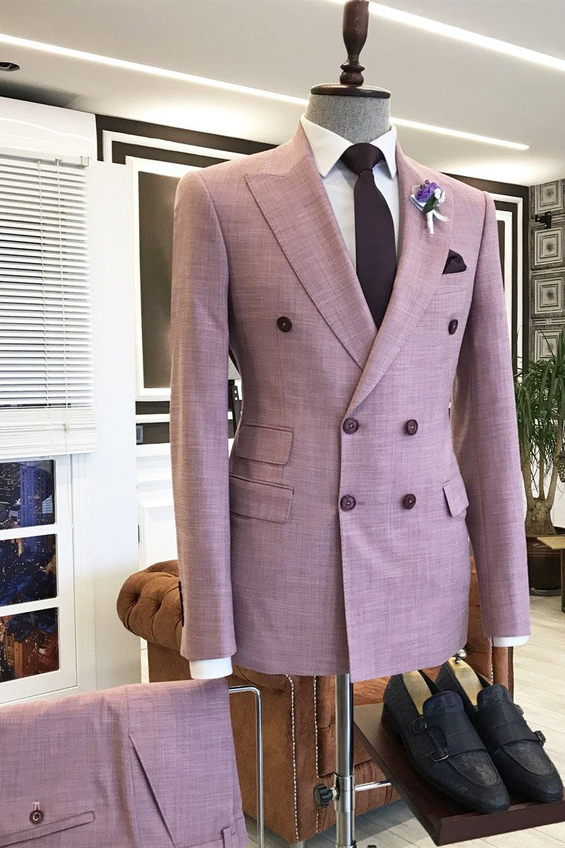 Dusty Rose Peaked Lapel Double Breasted Stylish Men Suits Secondary image