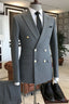Medium Gray Peaked Lapel Double Breasted Stylish Men Suits