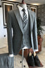 Newest Medium Gray Peaked Lapel 3 Piece One Button Suits For Men