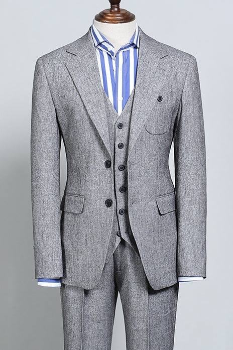 Stylish Gray Notched Lapel 3 Piece Slim Fit Suits For Men Secondary image