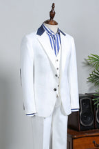 3 Piece White Notched Lapel Suits For Men