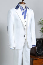 3 Piece White Notched Lapel Suits For Men