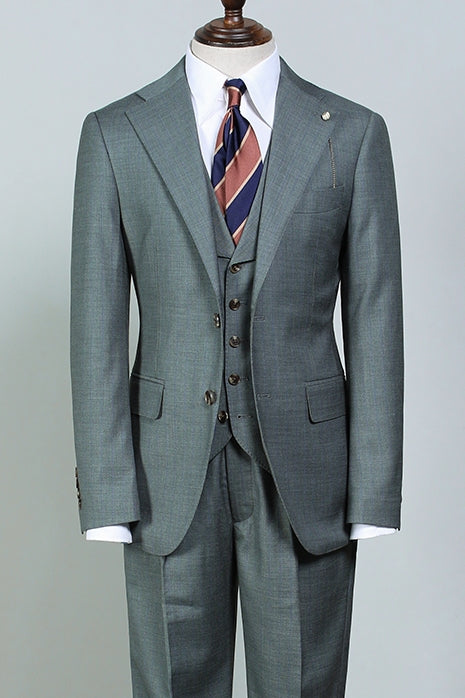3 Piece Gray Green Notched Lapel Suits For Men Secondary image