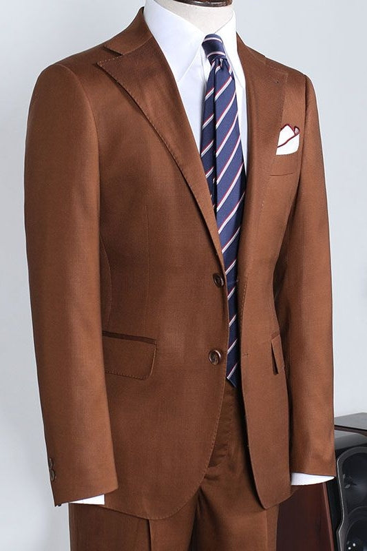 Elegant Brown Notched Lapel Suits For Men Secondary image