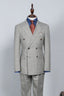 Classy Gray Plaid Peaked Lapel Double Breasted Suits For Men