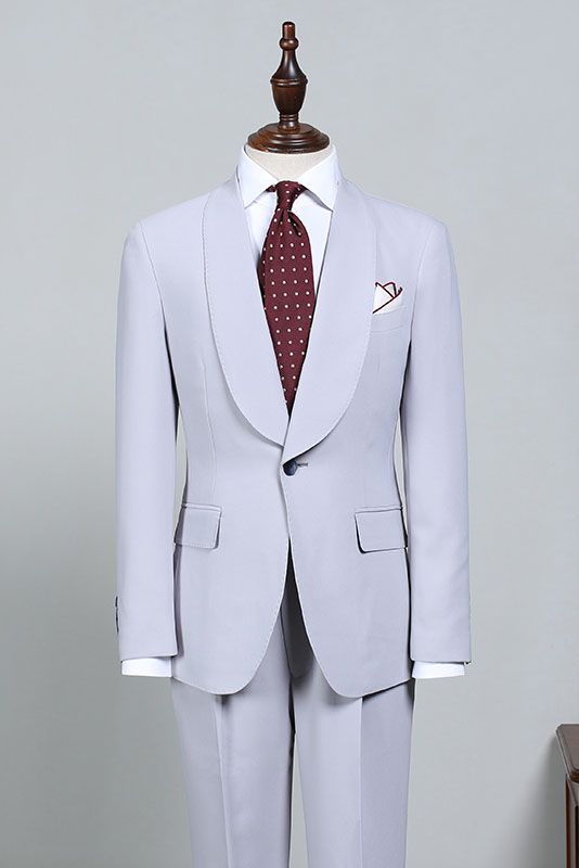 Chic Light Blue One Button Shawl Lapel Men Suits