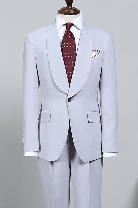 Chic Light Blue One Button Shawl Lapel Men Suits