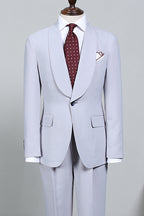 Chic Light Blue One Button Shawl Lapel Men Suits