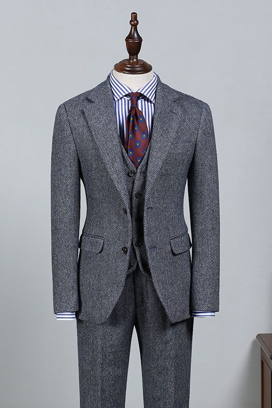 Dark Gray Newest One Button Shawl Lapel Men Suits