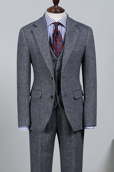 Dark Gray Newest One Button Shawl Lapel Men Suits