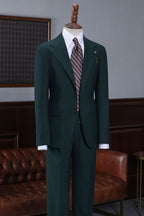 Modern Dark Green Notched Lapel Formal Men Suits