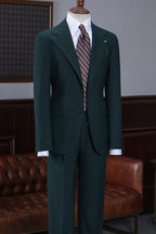Modern Dark Green Notched Lapel Formal Men Suits